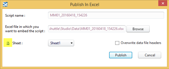 lock icon in publish in excel dialog box