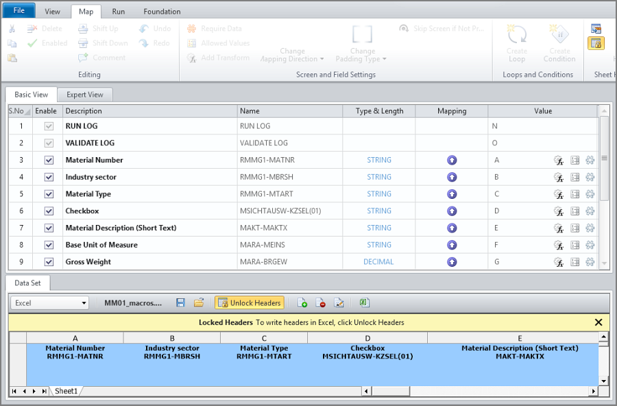 Pestaña asignación con asignador y vista previa de excel
