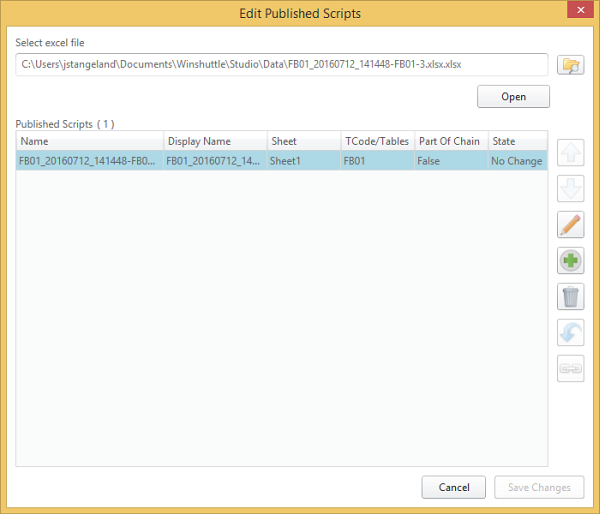 opciones para editar scripts publicados
