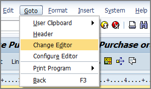 menú ir a comando cambiar editor