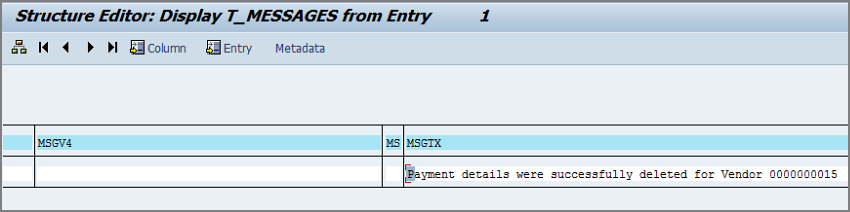 structure editor display t_messages from entry