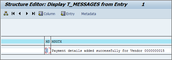 structure editor display t_messages from entry