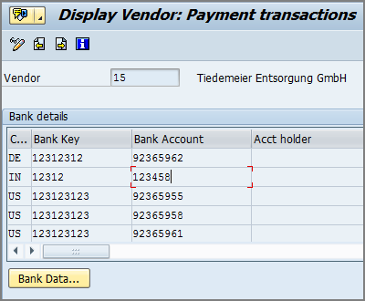 display vendor payment transactions