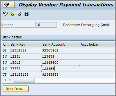 display vendor payment transactions