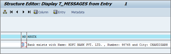 structure editor display t_messages from entry