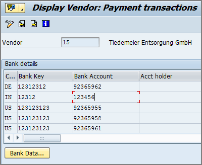 display vendor payment transactions