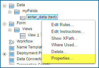 Exemple de menu contextuel de l’arborescence de solutions Composer