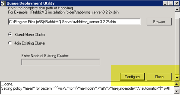 Running the Queue Deployment Utility screen