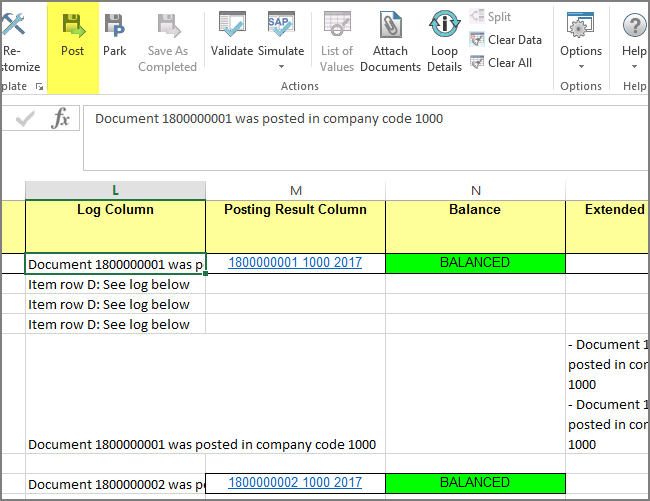 post button and document link