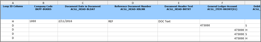 data typed with header and line item identifiers