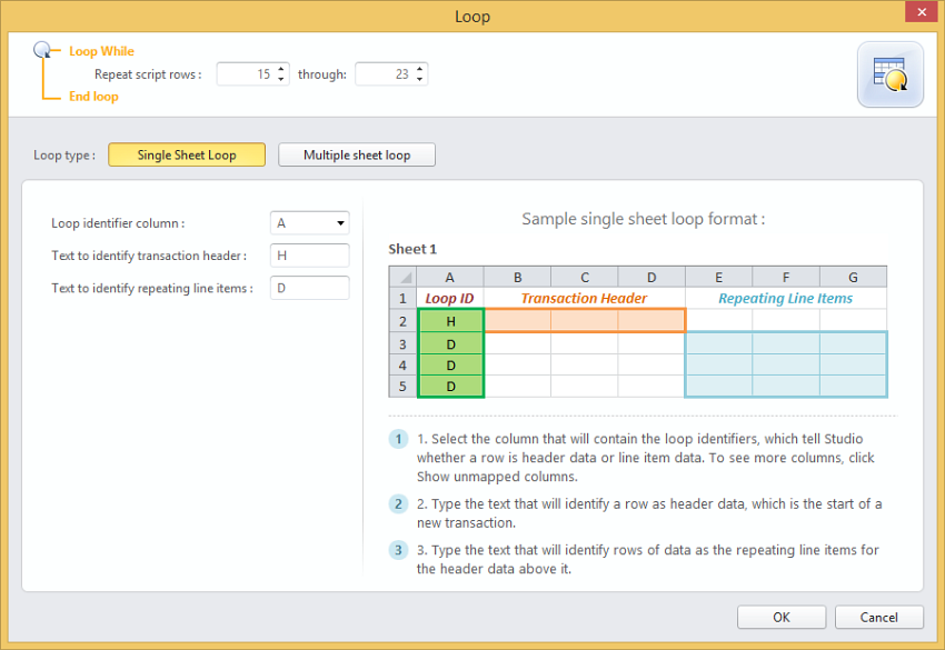 loop dialog box