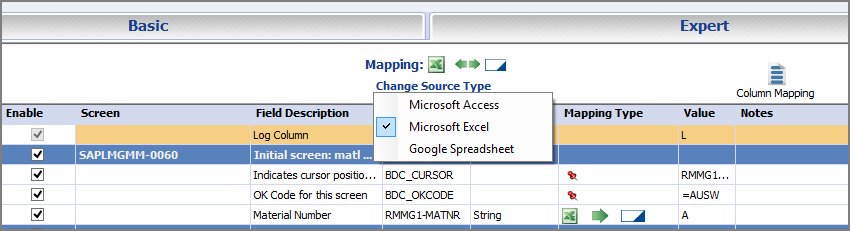 click link to change type of data file
