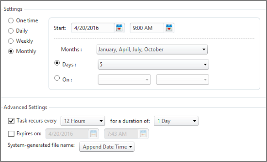 The Winshuttle scheduler