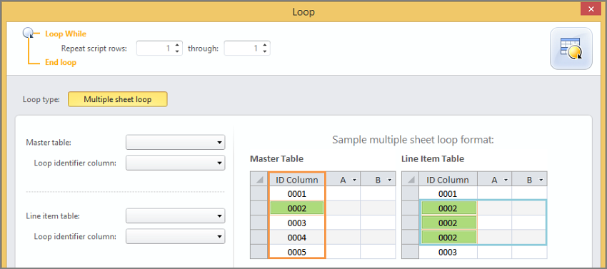 loop dialog box