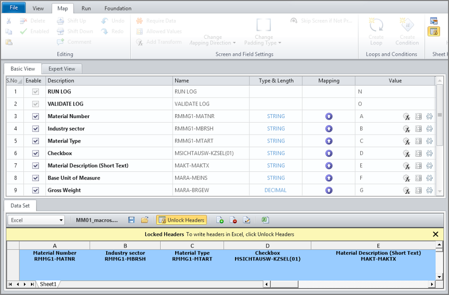 map tab with mapper and excel preview