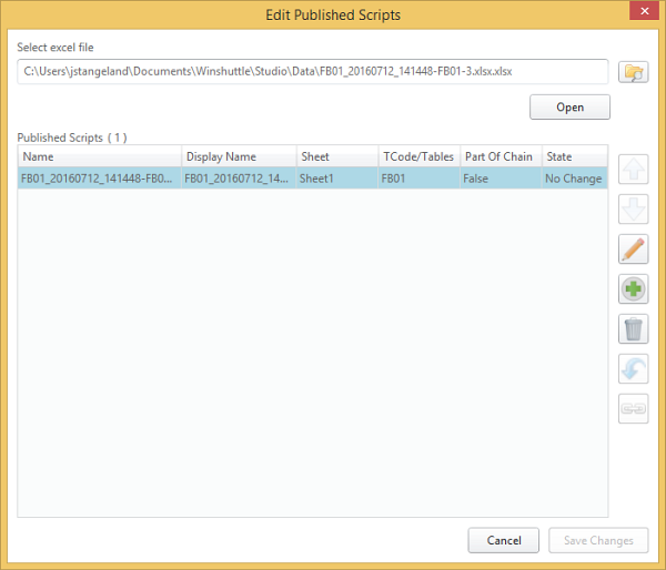 options for editing published scripts