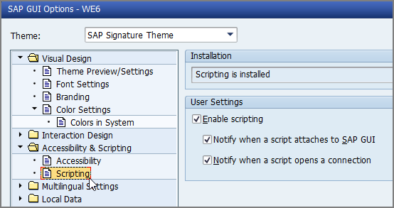 UI SAP-Options-Scriptage