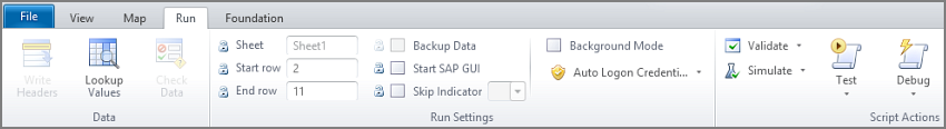 run tab with test button