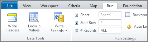 file view workspace criteria map run foundation onglets du ruban