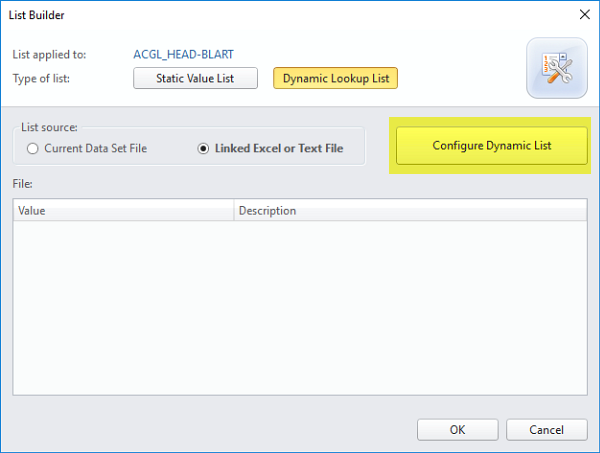 list builder box configure dynamic list