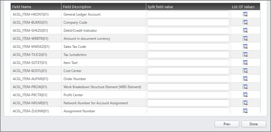 document splitting settings