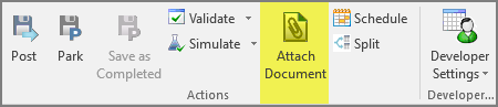 attach document command on ribbon