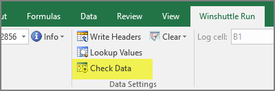 check data command on ribbon