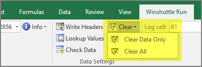 clear data command on ribbon