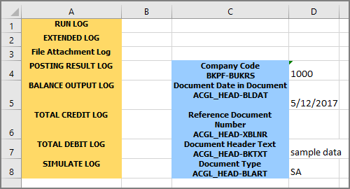 header data in worksheet