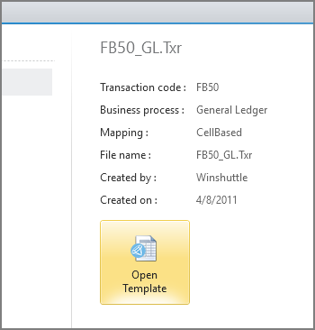 open template button