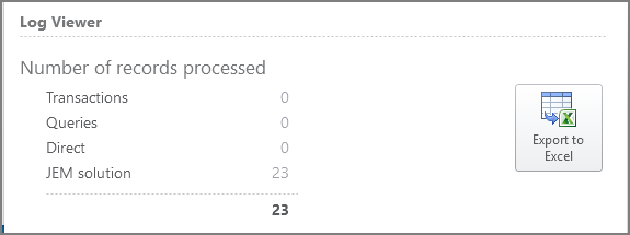 records processed export to excel button
